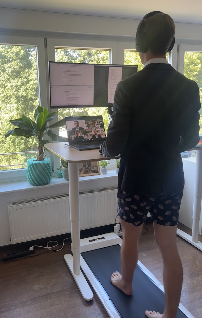 Patrick on a walking pad in an interview situation